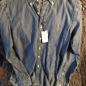 NWT Men’s Ralph Lauren denim button down shirt